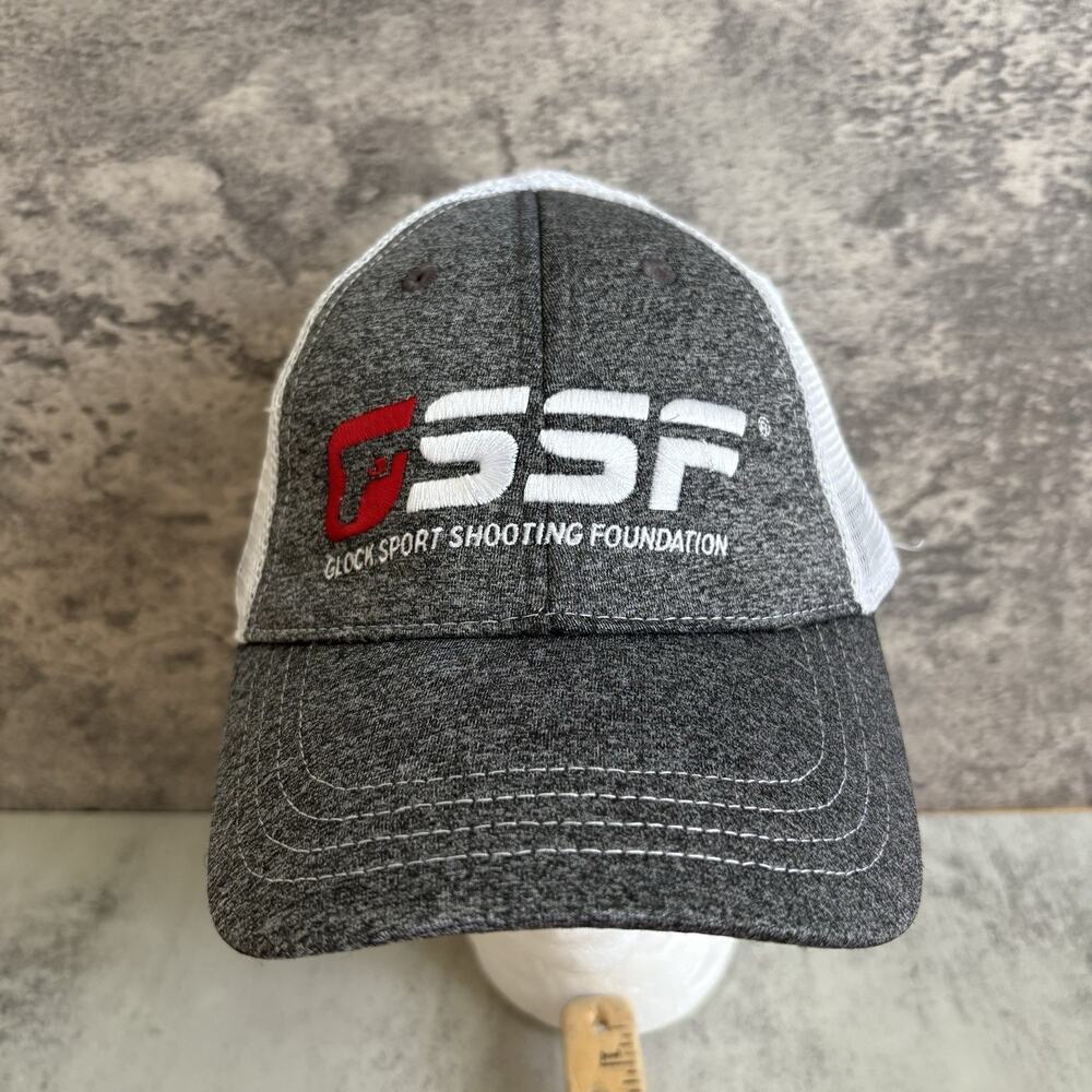 GSSF Glock Sport Shooting Foundation Adjustable Strap Trucker Hat Cap Gray White